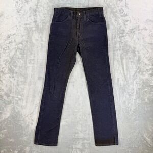Vintage Levis 519 1517 Corduroy Pants Mens 30x33 Navy Blue Slim Straight 1982